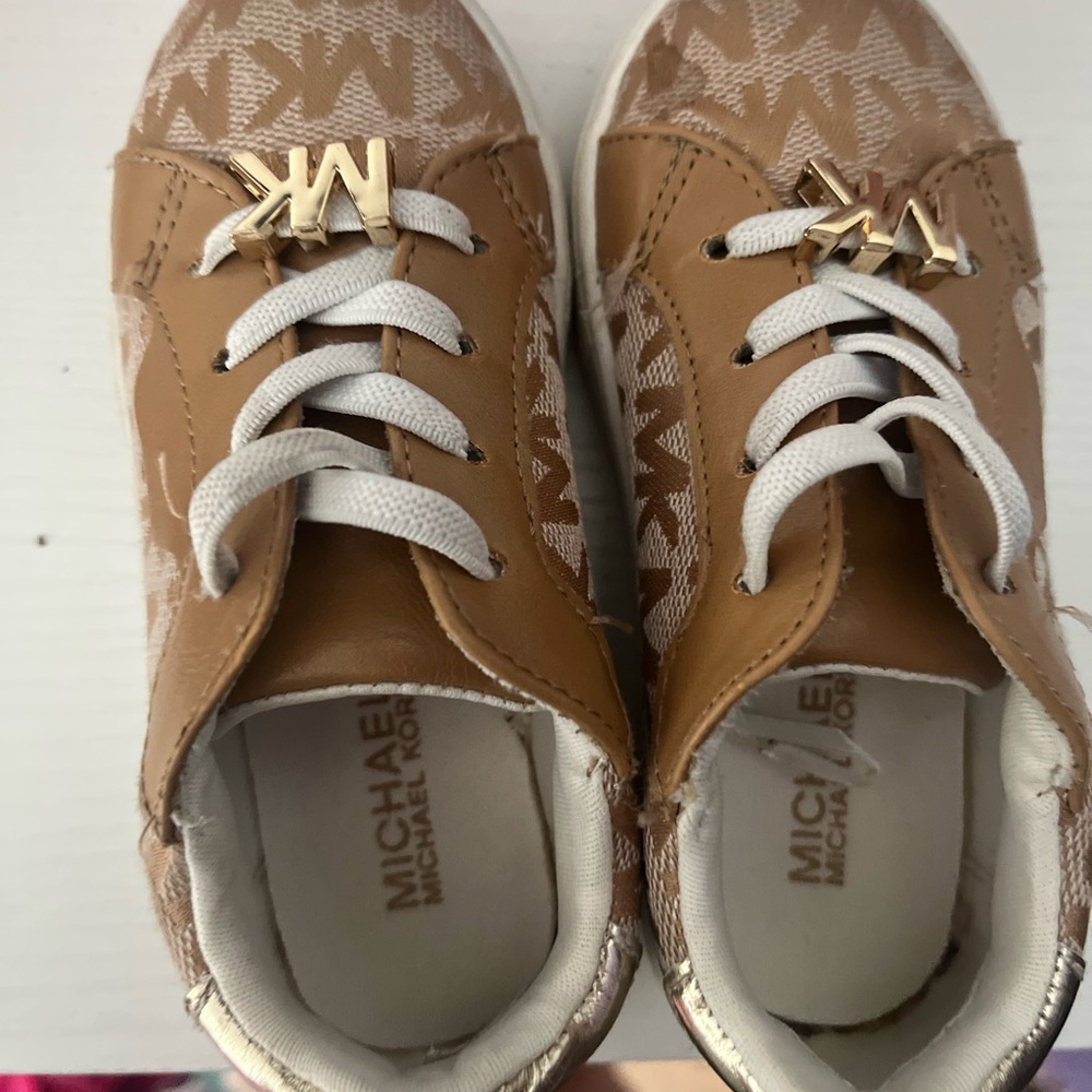 Michael Kors Tan Sneakers with Gold Accents